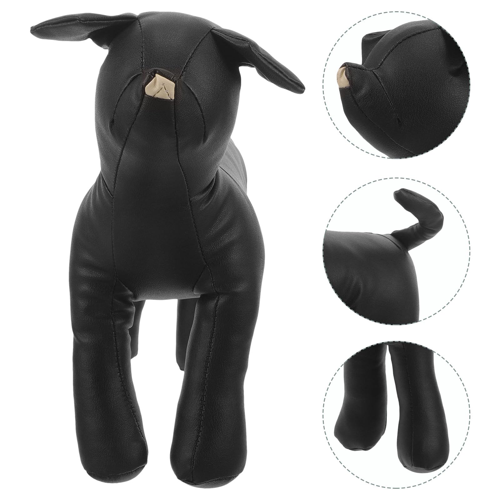 Levemolo Maniquí para Exhibición de Ropa para Mascotas de Perro de Cuero PU Figura Clásica Negra , Fácil de Limpiar Adecuada para Tiendas de Mascotas