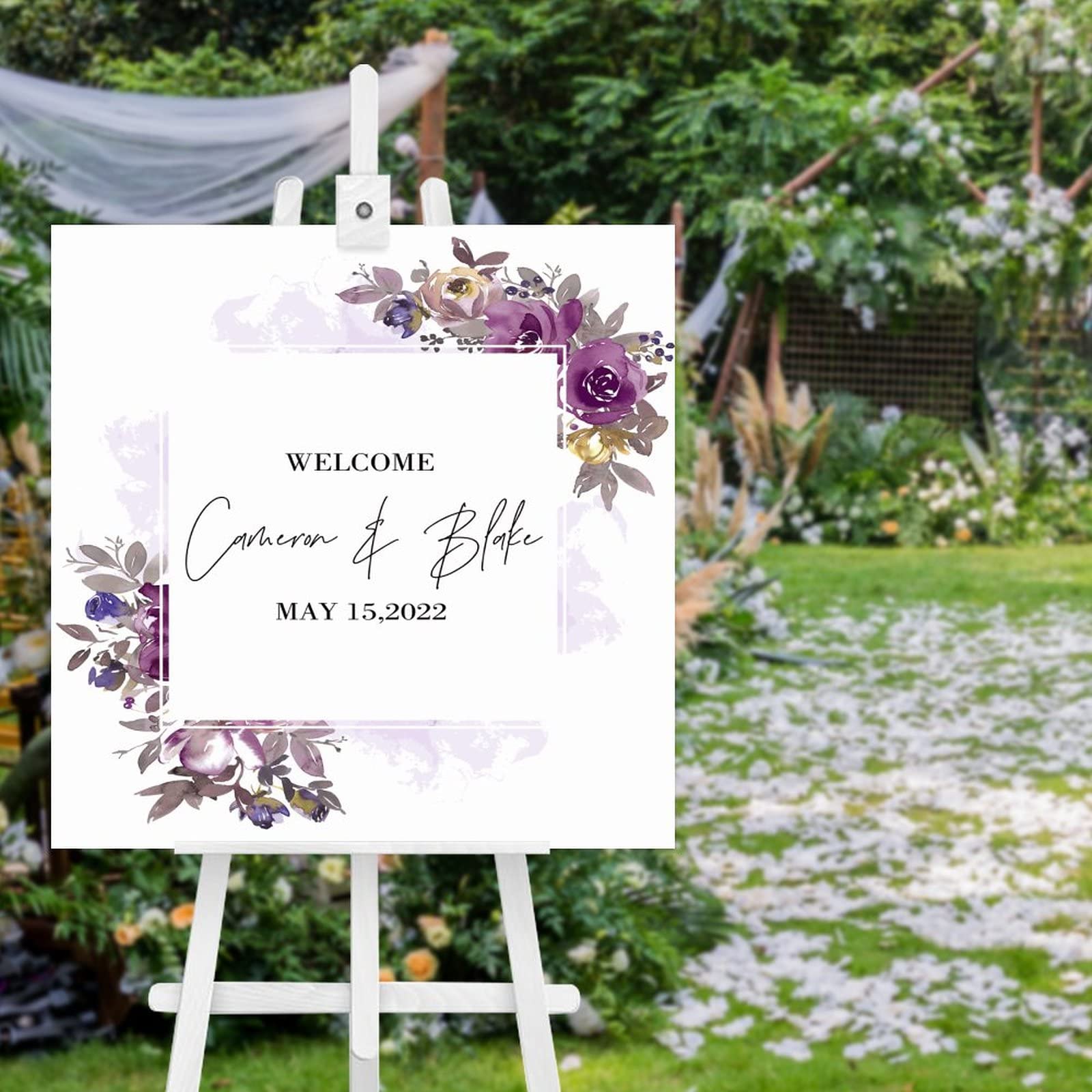 Panneau de bienvenue mariage en bois pour réception champêtre