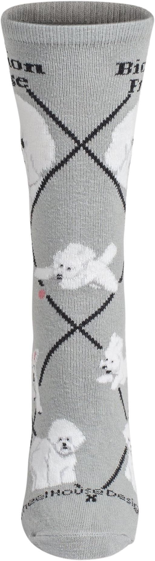 Bichon Animal Socks On Gray 9-11