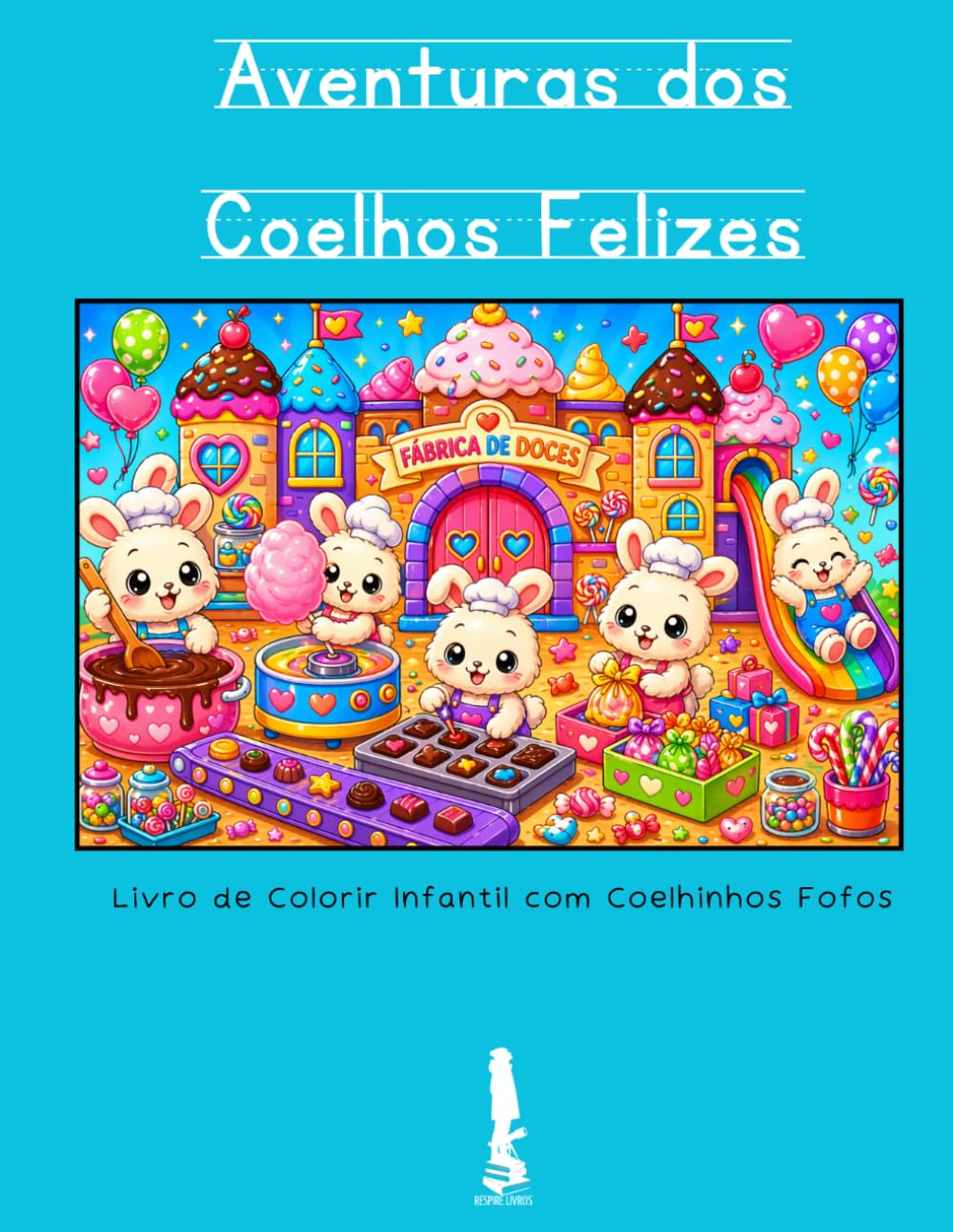 Aventuras dos Coelhos Felizes: Livro de Colorir Infantil com Coelhinhos Fofos