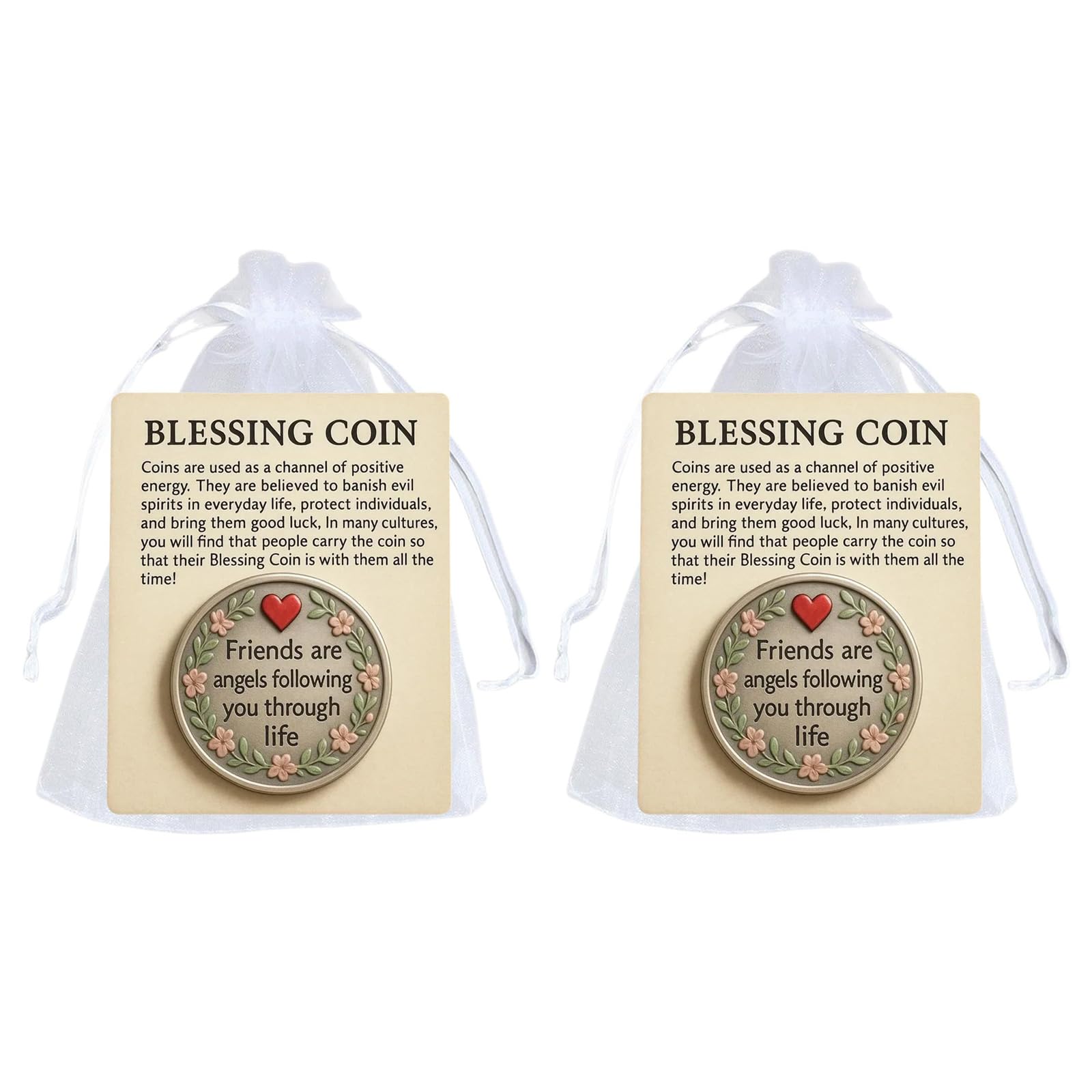 Xinsheinelry Heartfeltly Friendship Tokens with Inspirational Message Compacts Keepsakes Coin Includes Encouragement Card Meaningful Friend Pocket Sized Friendship Tokens