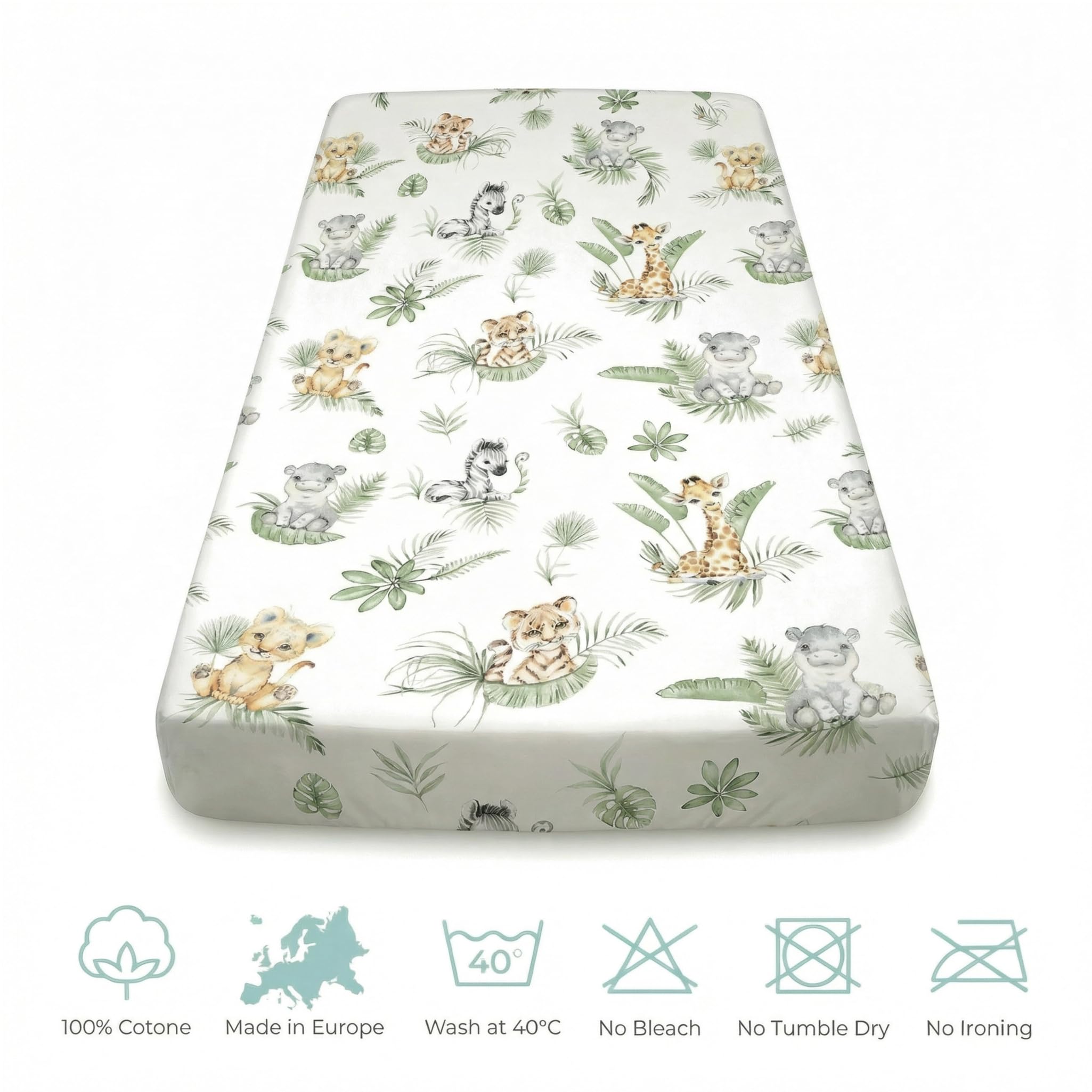 Baby Safe Coprimaterasso Lettino 60x120 100% Cotone Oeko-Tex Made in Europe