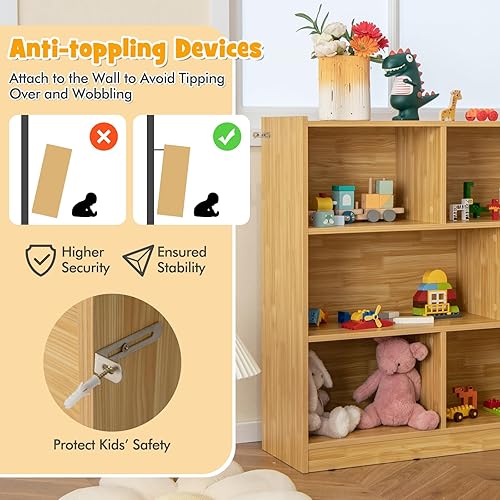 Miniatura 6 de HONEY JOY Organizador de almacenamiento de juguetes para niños, estante de almacenamiento de 8 secciones para preescolar, organizador de estante de