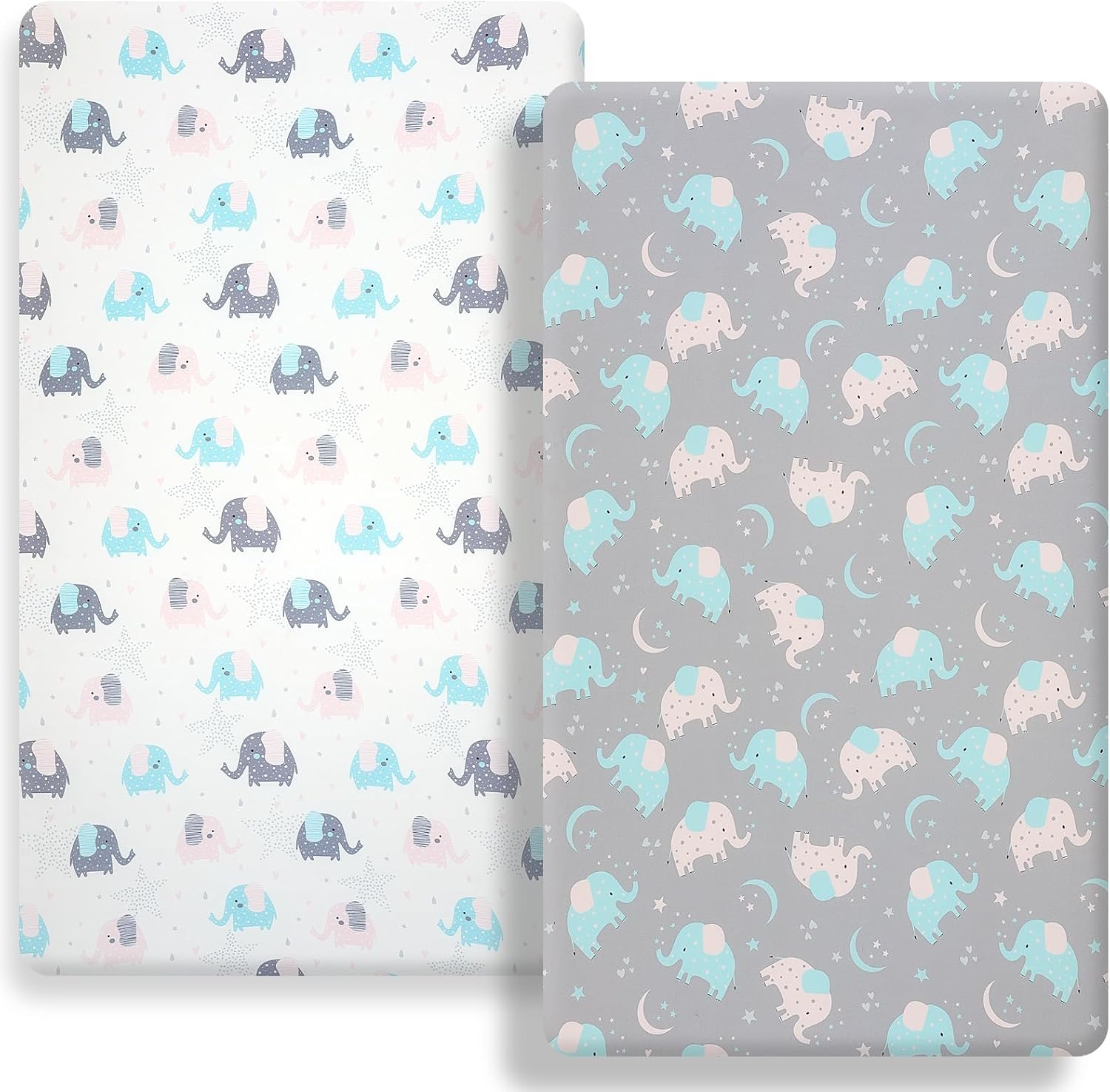 Pack n Play Fitted Sheet. 2 Piece Mini Crib Sheet. Elastic Playard Sheet. Portable Sheet Set. Elastic Convertible Playard Set. Compatible with Graco Pack n Play Elephant