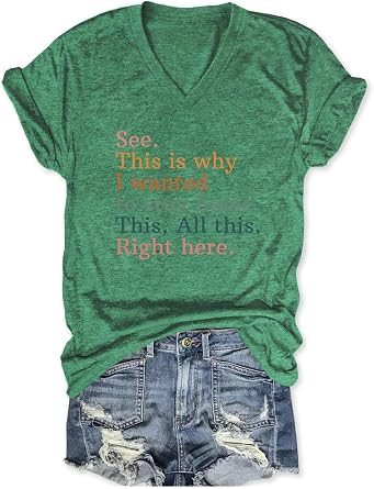 Funny Mom Shirt for Women See This is Why I Wanted to Stay Home Letter Print Graphic Tee V-Neck Mama Cute T-Shirt