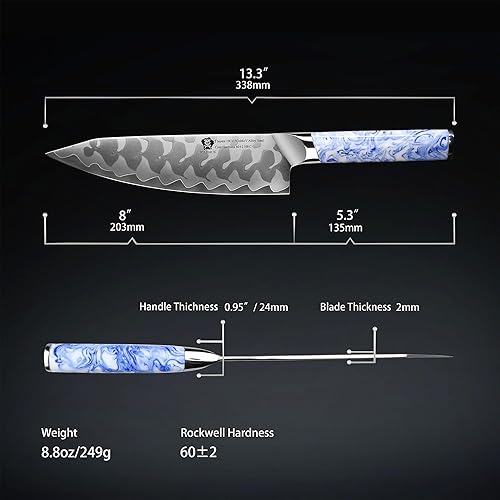 Miniatura 2 de WILDMOK Cuchillo de chef de 8 pulgadas, cuchillos de cocina japoneses ultra afilados  7 capas 10Cr15CoMoV Cuchillo de chef de acero revestido con