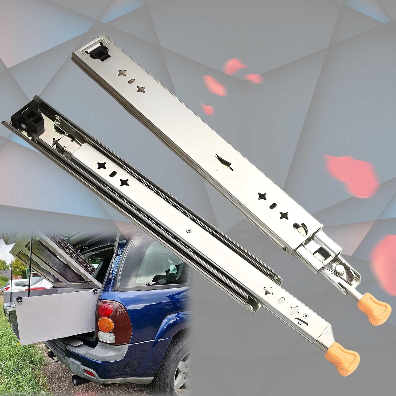 Heavy Duty Drawer Slides 350-1500mm, Industrial Full Extension Runners with Lock, Side Mount, 1 Pair, 1100mm Length - Perfect for Cabinets and Furniture