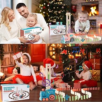 2023 Domino Trains Electric Dominoes Automatic Train Sound And Light Cards Children Toy Cars Gifts Domino Toy