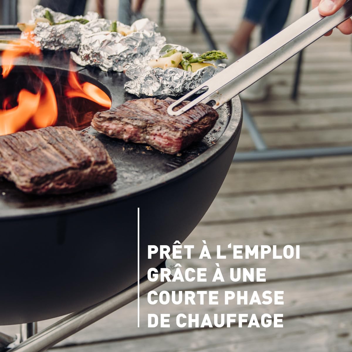 höfats - Bowl 57 - Plaque en fonte Plancha - Pour grillades saines, à faible teneur en substances nocives - Fonte émaillée - Demi-anneau - Accessoires pour bols à feu Bowl