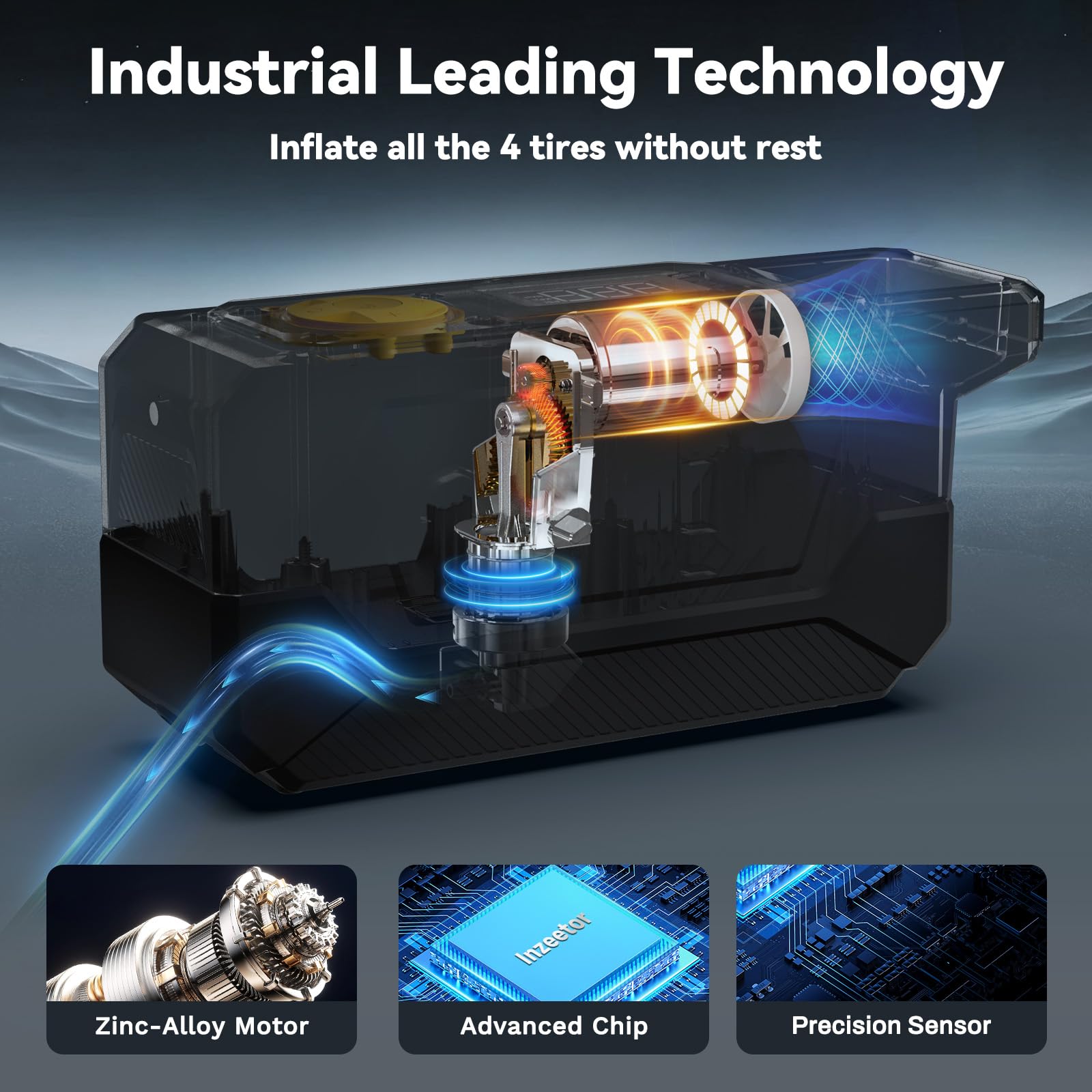 150 PSI Tire Inflator Portable Air Compressor 12V DC Auto Shutoff Air Pump with Digital Pressure Gauge and — view 3