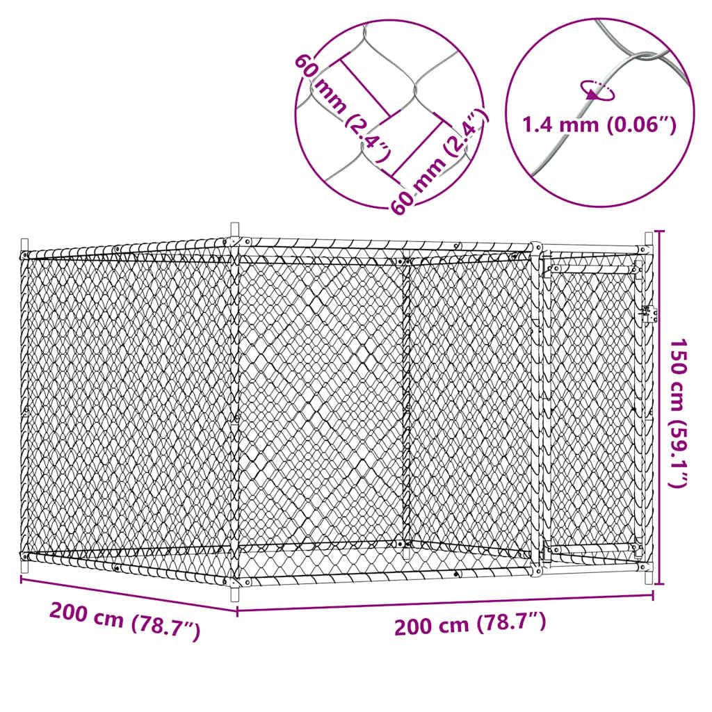 vidaXL Cage pour Chien avec Porte, Chenil d'Extérieur pour Chiots, Enclos pour Animaux de Compagnie, Parc pour Chien, Gris Acier Galvanisé