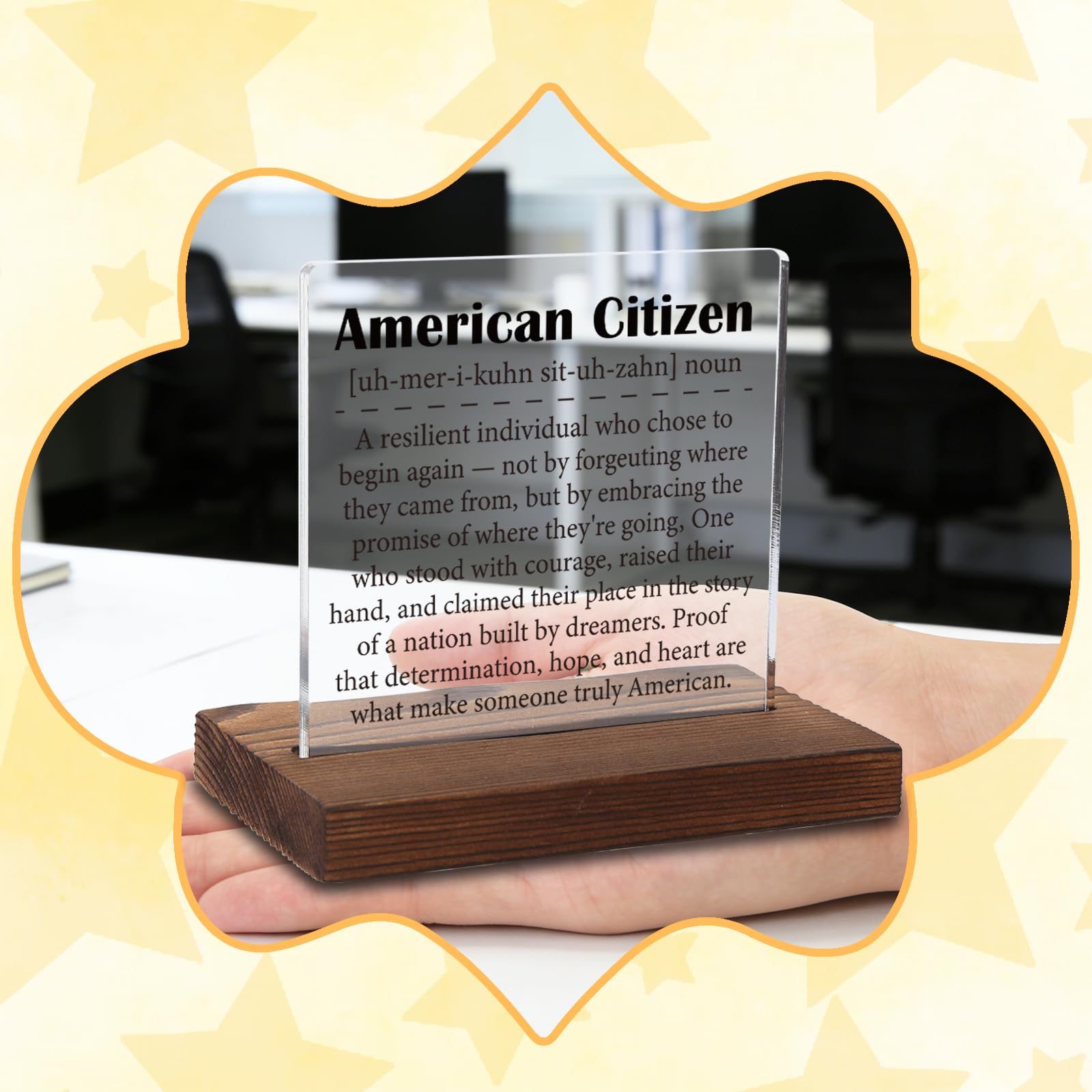 American Citizen Definition Acrylic Plaque, Meaningful Gift for New US Citizens, Inspirational Keepsake for Naturalization, Transparent Acrylic Plaque, WTT67