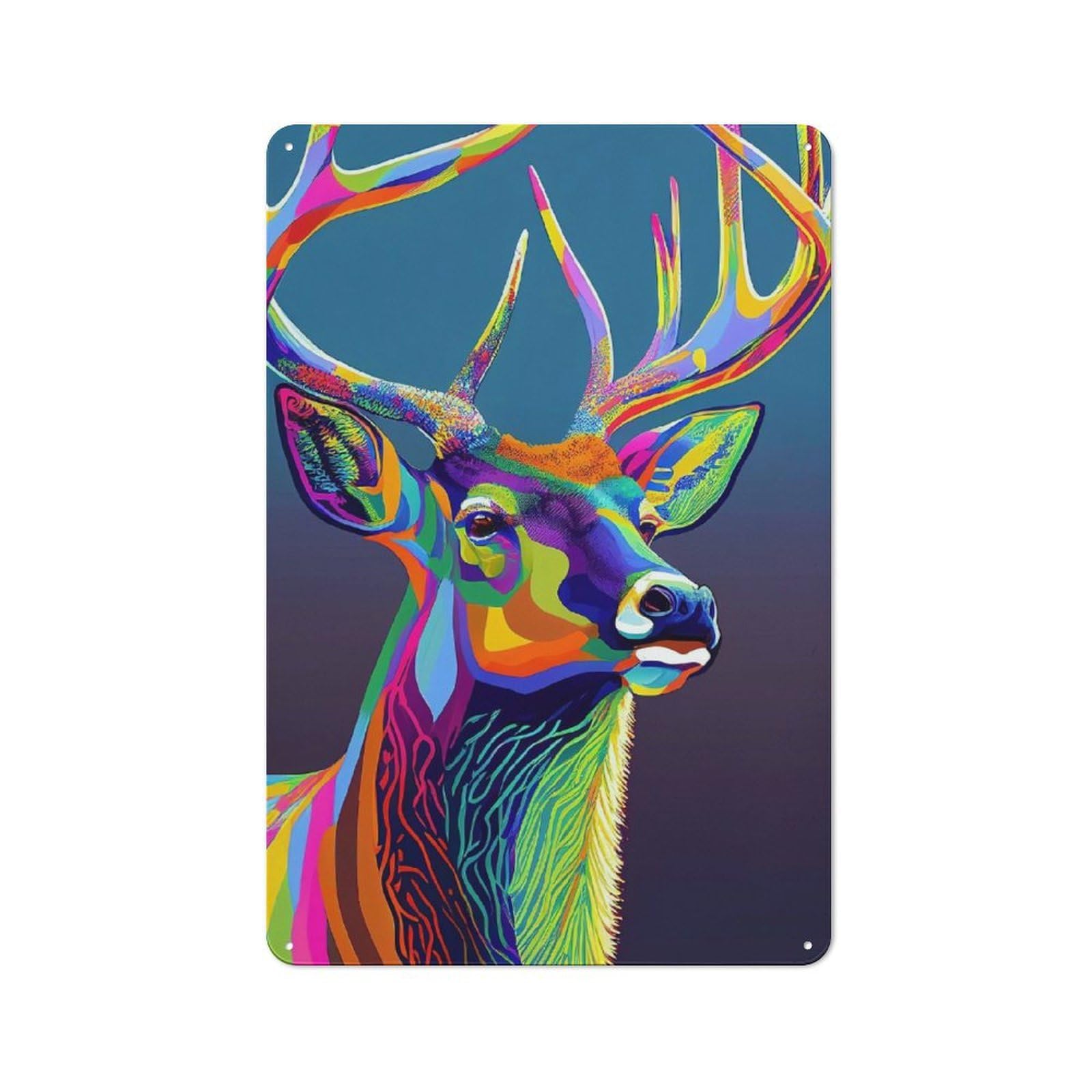 Kitchen Metal Sign with Colorful Deer Animals Design 30x20cm, Vintage Cafe Wall Decor for Restaurant, Kitchen, Counter Or Breakfast Nook