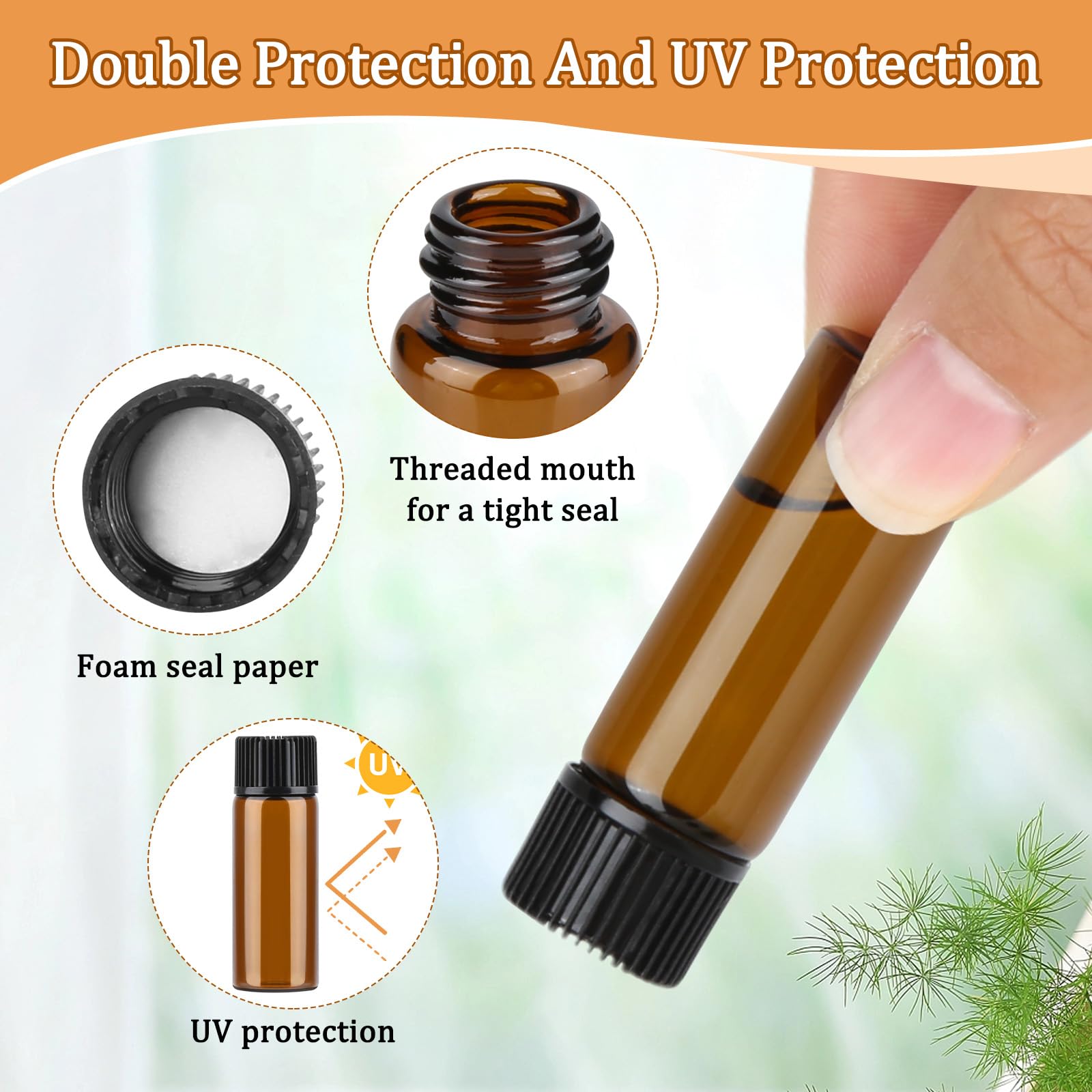 30 Pcs Mini Botellas Aceites Esenciales 5ml Vidrio Ámbar Rellenables con Gotero
