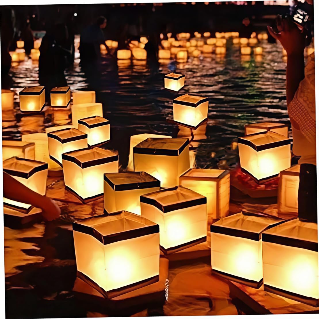 10 pièces lanternes flottantes biodégradables en papier blanc lanternes à bougies lumières flottantes de piscine pour souhaiter et prier
