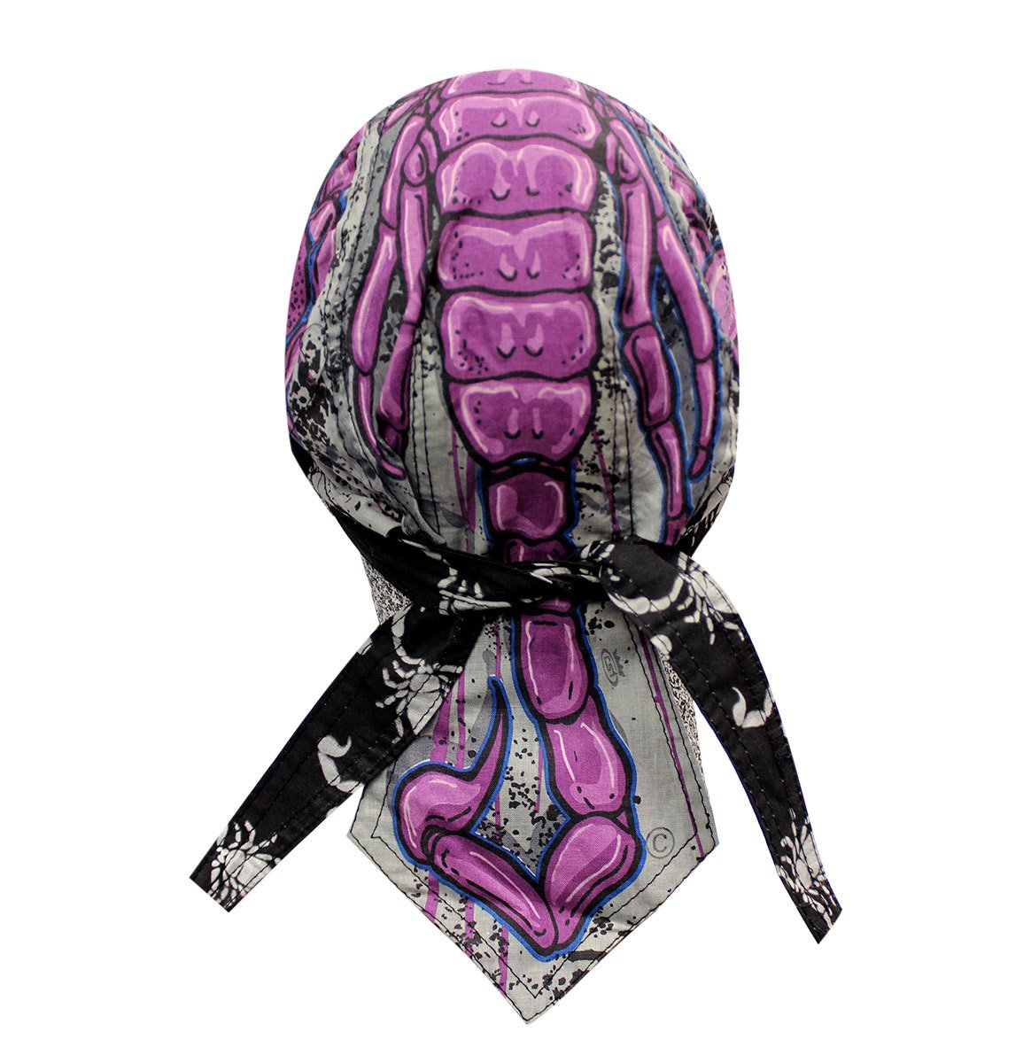 Capsmith Deluxe Purple Scorpion Over Grey and Black Headwrap Durag Doo Rag Headwrap