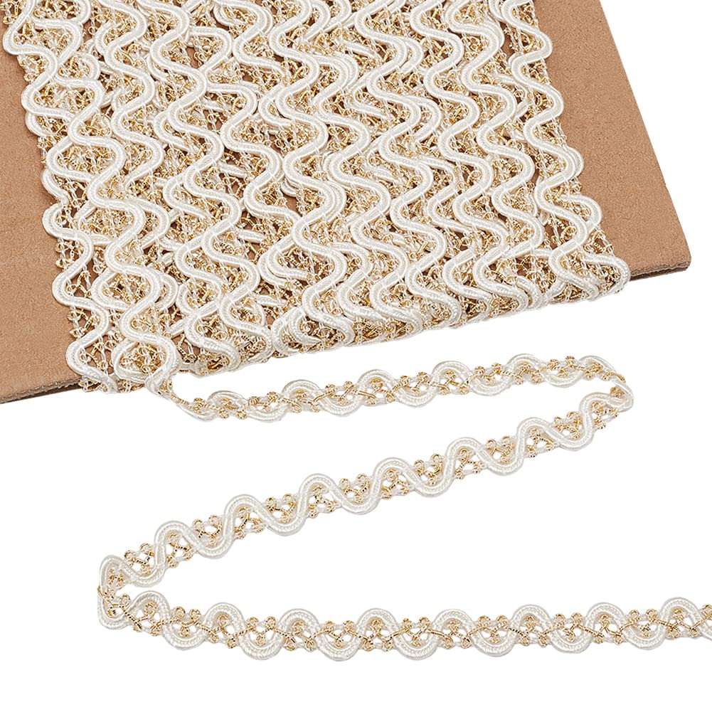 PandaHall 20 Yards Metallic Braid Lace Trim Two Tone Centipede Lace Ribbon Decorated Gimp Trim Golden Embroidery Lace Ribbon 10mm for Wedding Bridal, Costume or Jewelry, Crafts and Sewing
