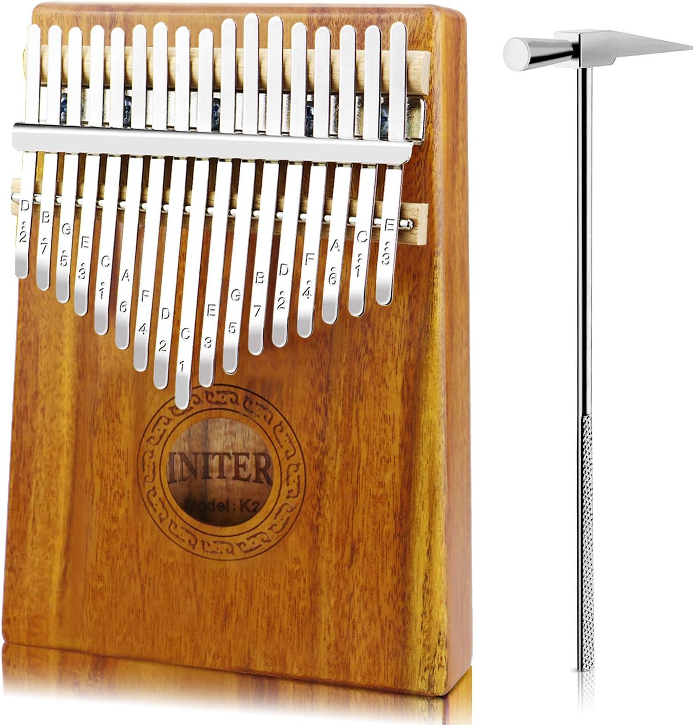 Kalimba Thumb Piano 17 Key,Portable Finger Piano/Mbira/Sanza Kit for Kids and Adults, Solid KOA With Key Locking System,Tune Hammer,Study Instruction,Cloth Bag,Study Guide Sticke