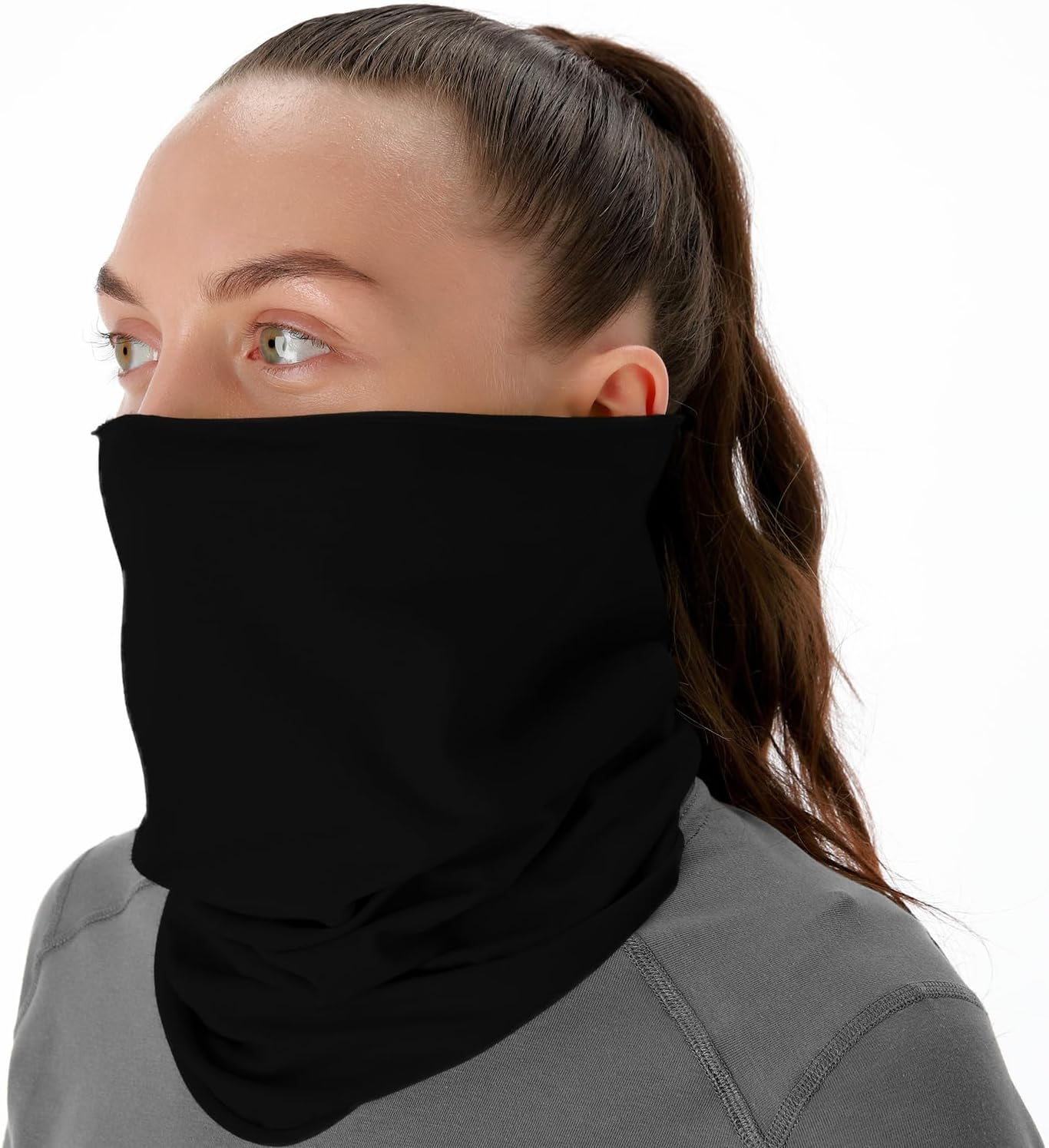 Organic Cotton Neck Gaiter Face Mask Bandana for Dust Wind Sun Protection Men Women - Face Scarf for Outdoor Activities (Black, Small, 2 Pack)