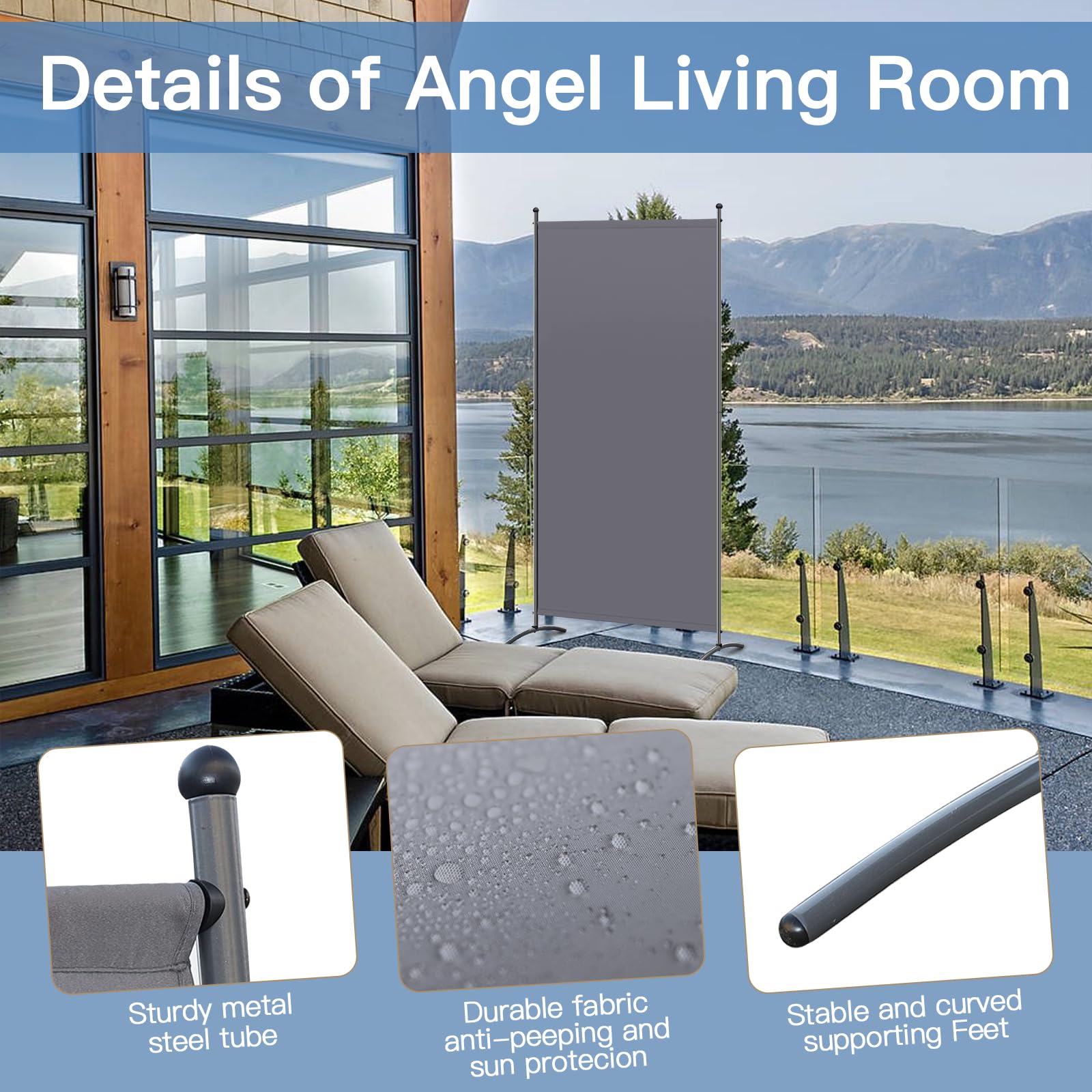 Angel Living Beschermende schermen vouwscherm kamerscheidingsschermen kamerscheidingswanden tuin privacy buitenschermen voor patio privacy 250 x 170 cm, 3 panelen, beige Angel Living Beschermende schermen vouwscherm kamerscheidingsschermen kamerscheidingswanden tuin privacy buitenschermen voor patio privacy 250 x 170 cm, 3 panelen, beige