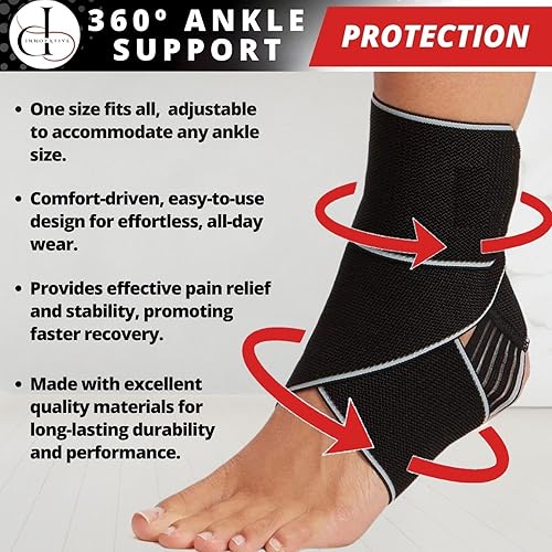 Miniatura 4 de PK Innovative Tobillera para hombres y mujeres, material de nailon transpirable, talla única, ajustable, tobillera para esguince de tobillo,