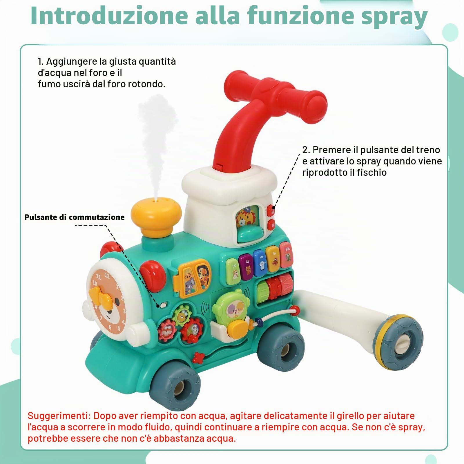 Girello per Bambini 3 in 1, Carrello Primi Passi con 10+ Gioco Educative, Luci & Musica, Effetto Nebbia, Velocità Regolabili, Centro Attività Montessori, Regalo per Ragazzi e Ragazze 6+ Mesi