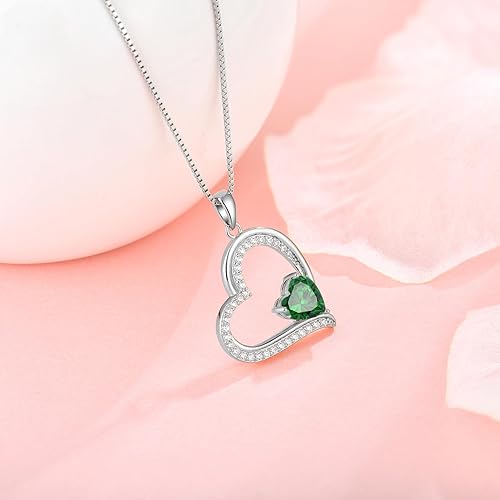 Miniatura 4 de Oskani Collar con colgante de corazón para mujer, collar de cadena de plata de ley 925 para mujer, collar de diamantes de nacimiento de piedra
