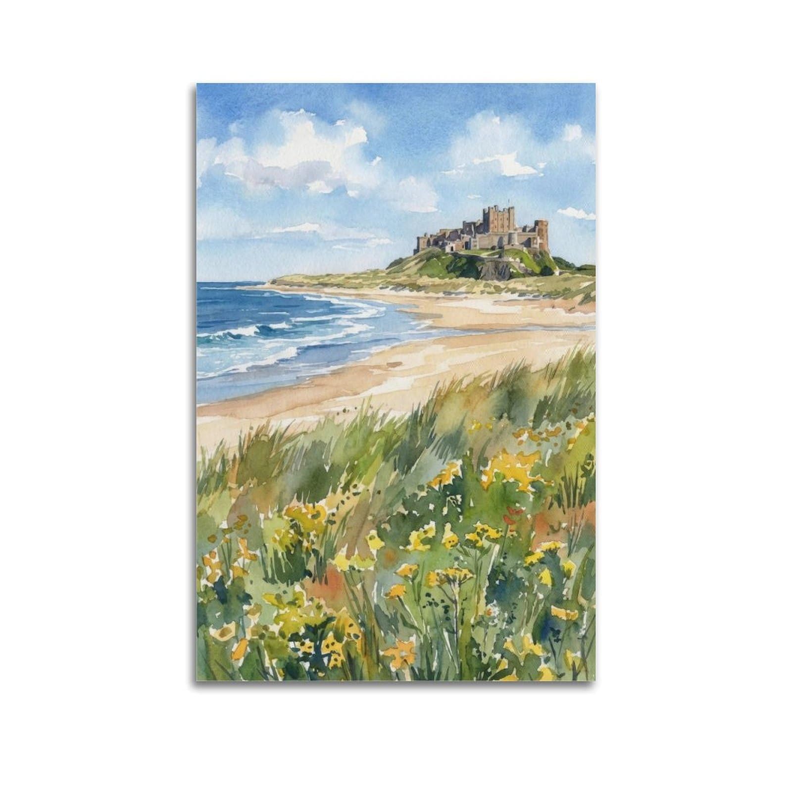 xiaoxiaoshen Bamburgh Castle England Coastal Travel Scenic_9 Canvas Poster Wall Art Prints Room Aesthetic Murals Bedroom And Living Decorations 24x36inch(60x90cm)