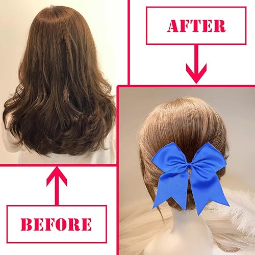 Miniatura 5 de 4 lazos elásticos grandes de 8 pulgadas, bandas elásticas para el cabello, cinta de grogrén, soporte para cola de caballo para animadoras, equipo de