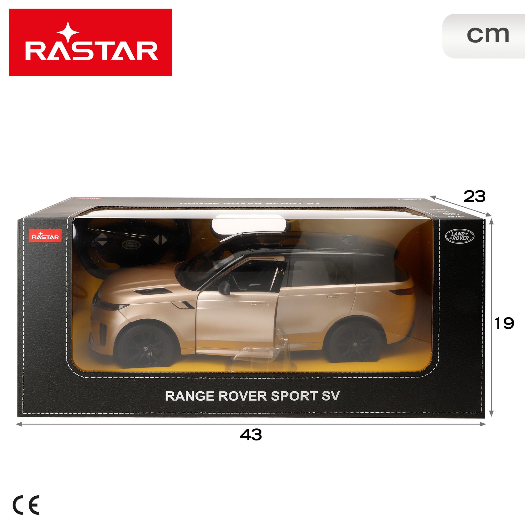 COLORBABY RASTAR Coche Teledirigido, Range Rover Sport SV, Escala 1:14, Réplica Oficial, Mando radiocontrol 2.4 GHz, Puertas abatibles, Color Surtido Negro o Beige, para niños Desde 6 años (41372)