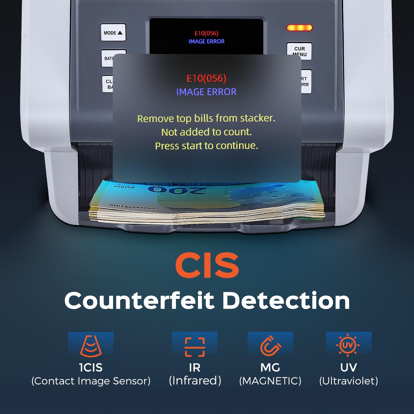 Bonvoisin Conta Banconote Professionale, Conteggio del Valore per Tagli Misti, Macchina Conta Soldi con Rivelazione di Falsi 1CIS/UV/IR/MG, Contabanconote Schermo Tattile,1500 Banconote/Min
