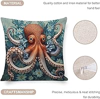 Vista 11 de Funda de cojín de pulpo costero para exteriores, decoración moderna de 18 x 18 pulgadas, decoración náutica costera de playa, casa, vida marina