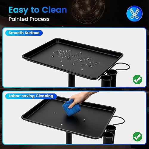 Miniatura 6 de Carrito de bandeja de salón rodante  Carrito móvil de almacenamiento de herramientas médicas para tatuajes de altura ajustable, para peluquería,