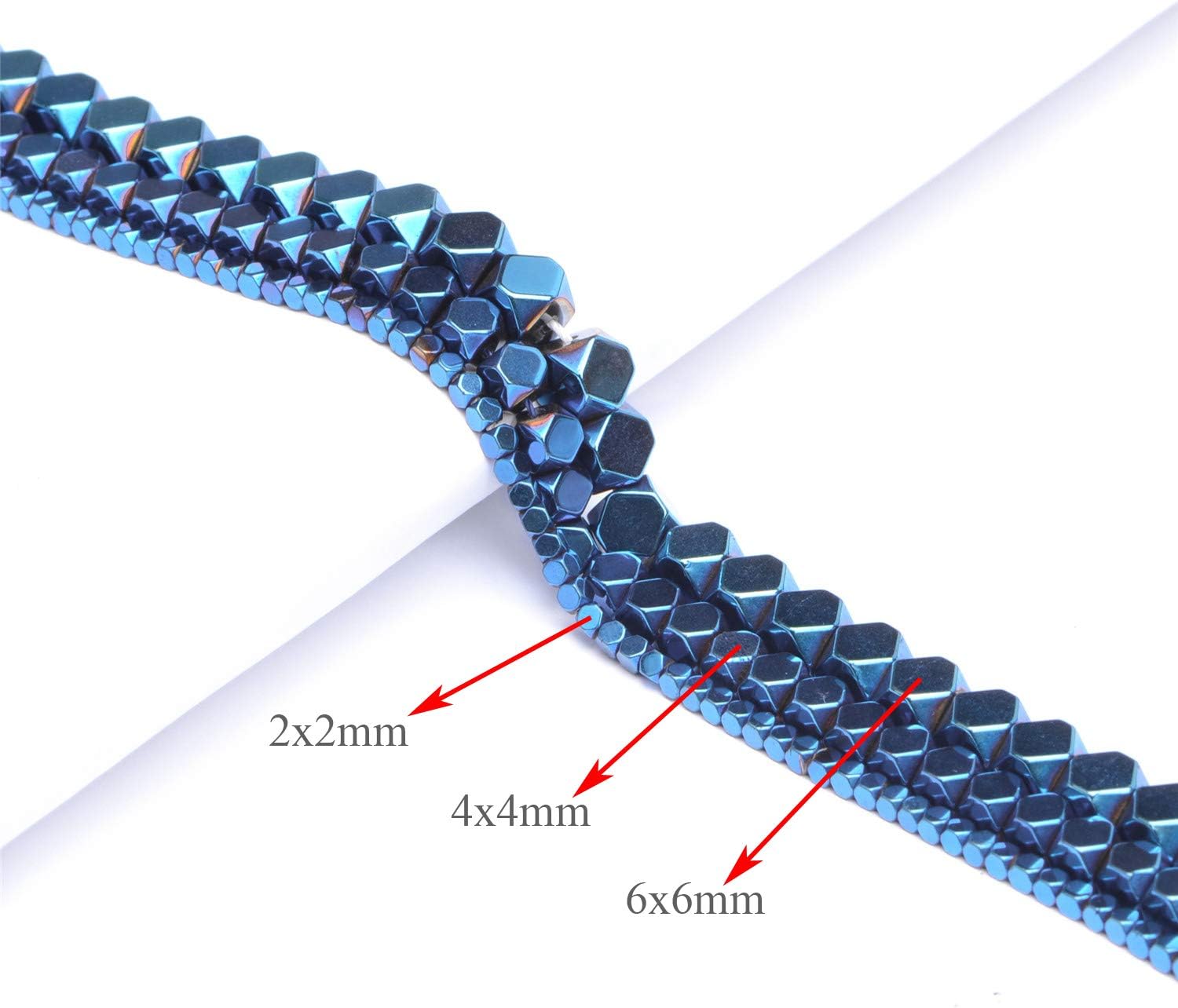 AD Beads Natural Hematite Gemstone Faceted Square Cube Loose Beads 16" 2x2mm 4x4mm (2x2mm, Metallic Blue) - Image 5