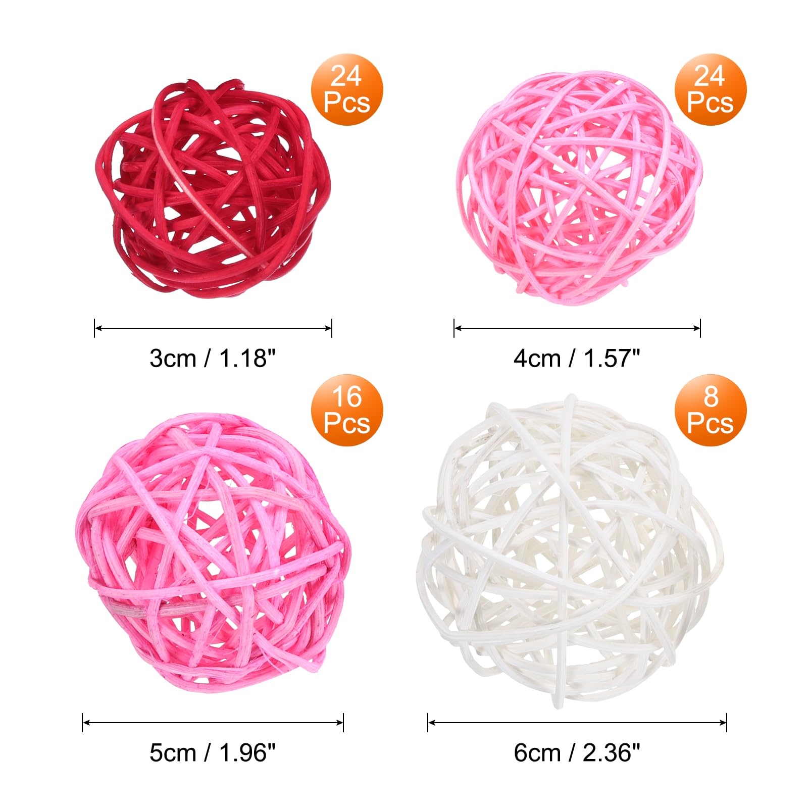 uxcell 72 Pcs Wicker Rattan Balls, 1.2
