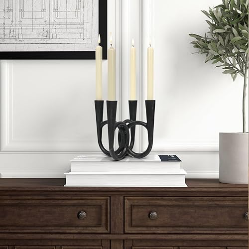 Miniatura 5 de Portavelas cónicos de hierro negro, soportes decorativos de metal para bodas, mesa de comedor, decoración del hogar, candelabros de hierro fundido