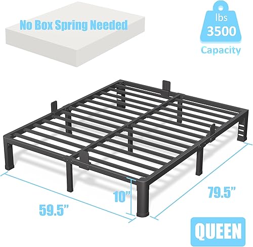 Miniatura 3 de FUIOBYVV Base de cama Queen de 10 pulgadas con esquinas redondeadas y agujero para cabecero, retenedores de colchón de 3500 libras, listones de