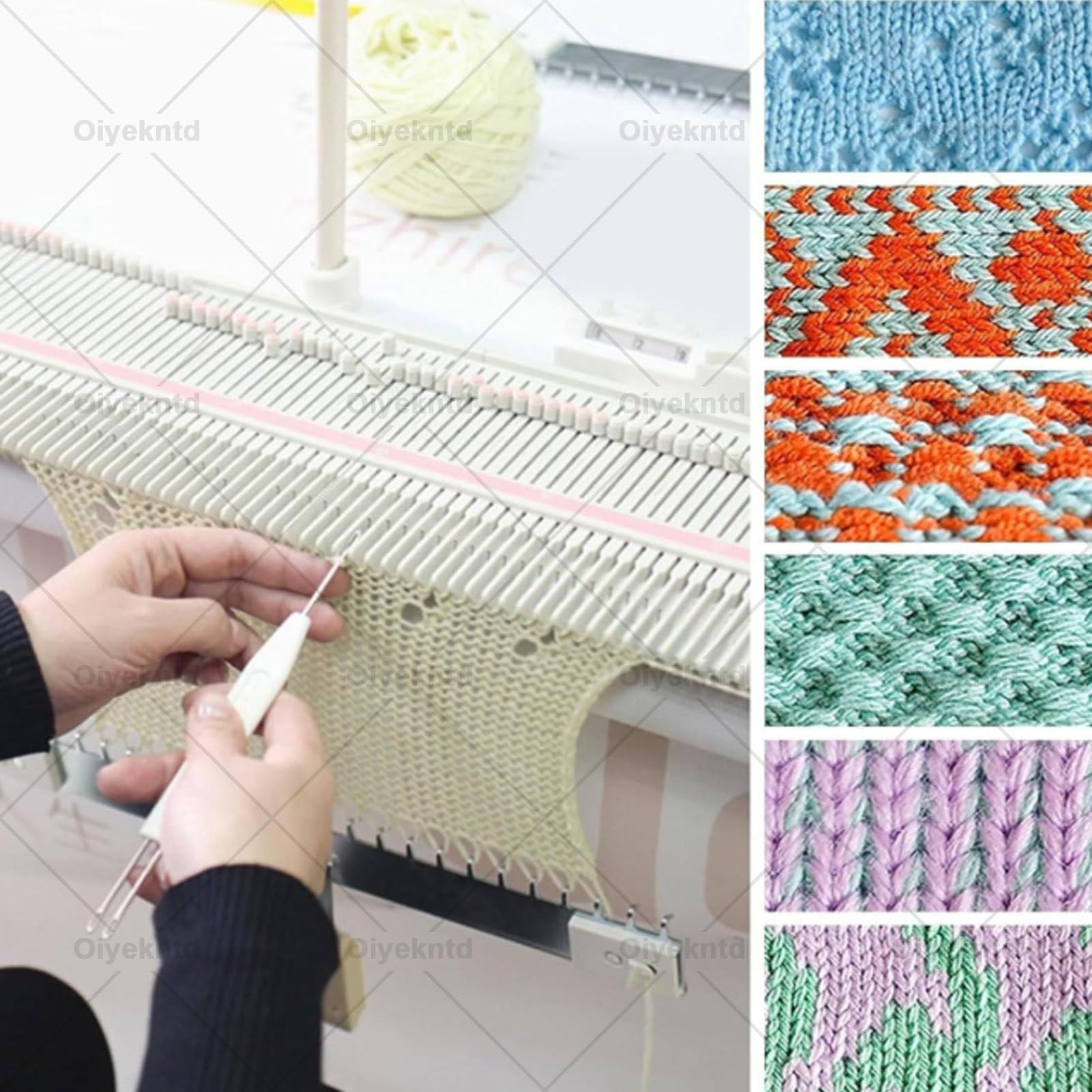 Strickmaschine für Erwachsene, 6,5 mm Nadelstärke, 150 Maschen, Kunststoff-Webrahmen-Set für den Hausgebrauch, Handwebrahmen zum Stricken von Socken, Mützen, Schals und Pullovern
