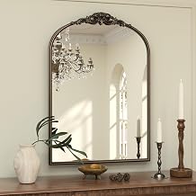 Keonjinn 24x36 Bronze Vintage Arched Mirror for Wall, Baroque Mirror