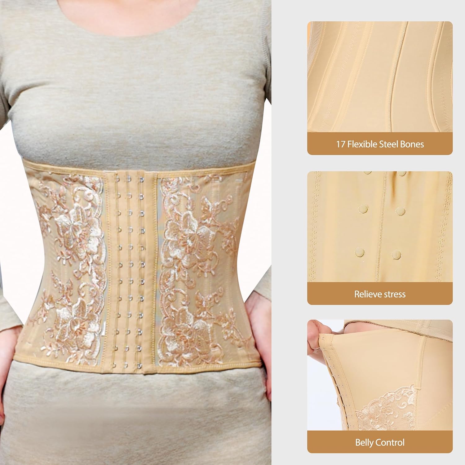Waist Trainer for Women-Tummy Control Corset Girdle for Back Support,Sports,Postpartum Recovery&Daily Wear