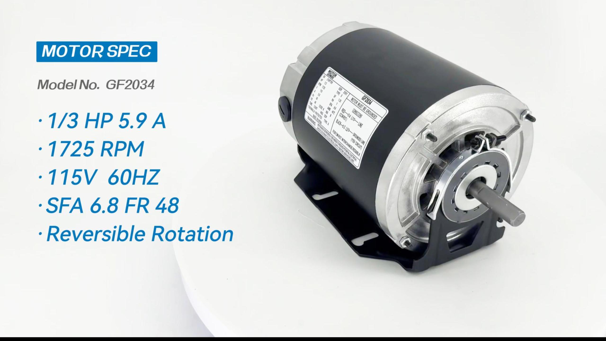 Amazon.com: GF2034 Blower Motor 1/3HP 115V 60Hz 1725RPM 48FR