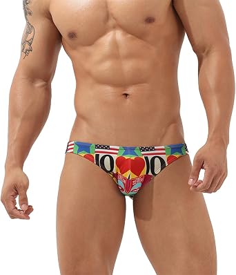 Mens Briefs - Low-rise Printed Soft Breathable Cotton Triangle Underwear Mens Printed Brief