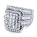 925 Sterling Silver Shiny Full Diamond Gemstone Ring 18K Gold Cubic Zirconia Promise Rings CZ Diamond Multi Row Ring Eternity Engagement Wedding Band Ring Sets Z.41(US Code 7)