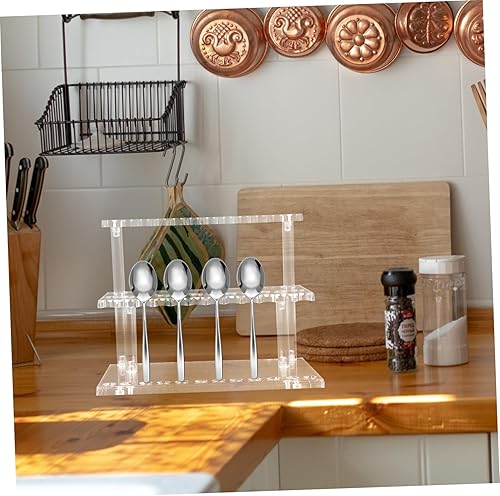 Miniatura 6 de PRETYZOOM Soporte acrílico para utensilios de 24 ranuras, organizador de papelería y utensilios de escritorio, estante de exhibición de vajilla para