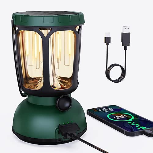 Raynic 6000 LED Camping Lantern, 650LM Hand Crank Solar Battery