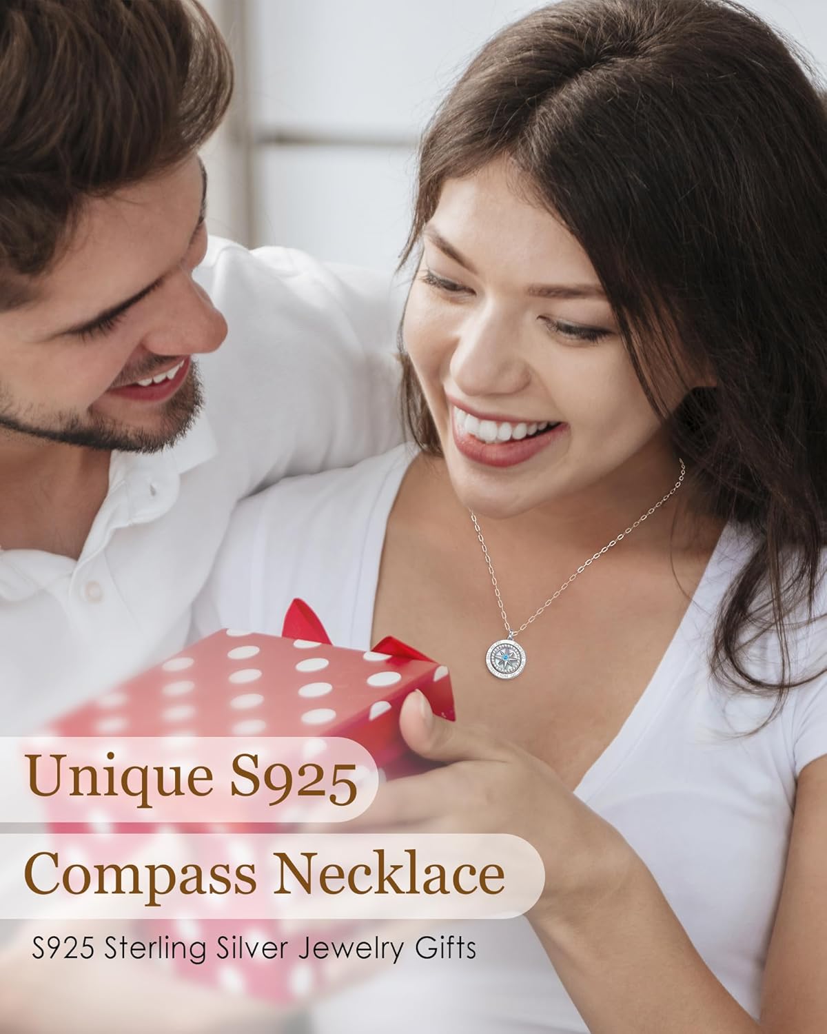 LOUISA SECRET Graduation Gifts for Her 2025, S925 Sterling Silver Compass Birthstone Pendant Necklace for Her, Anniversary Birthday Jewelry Gifts for Women Her - Image 3