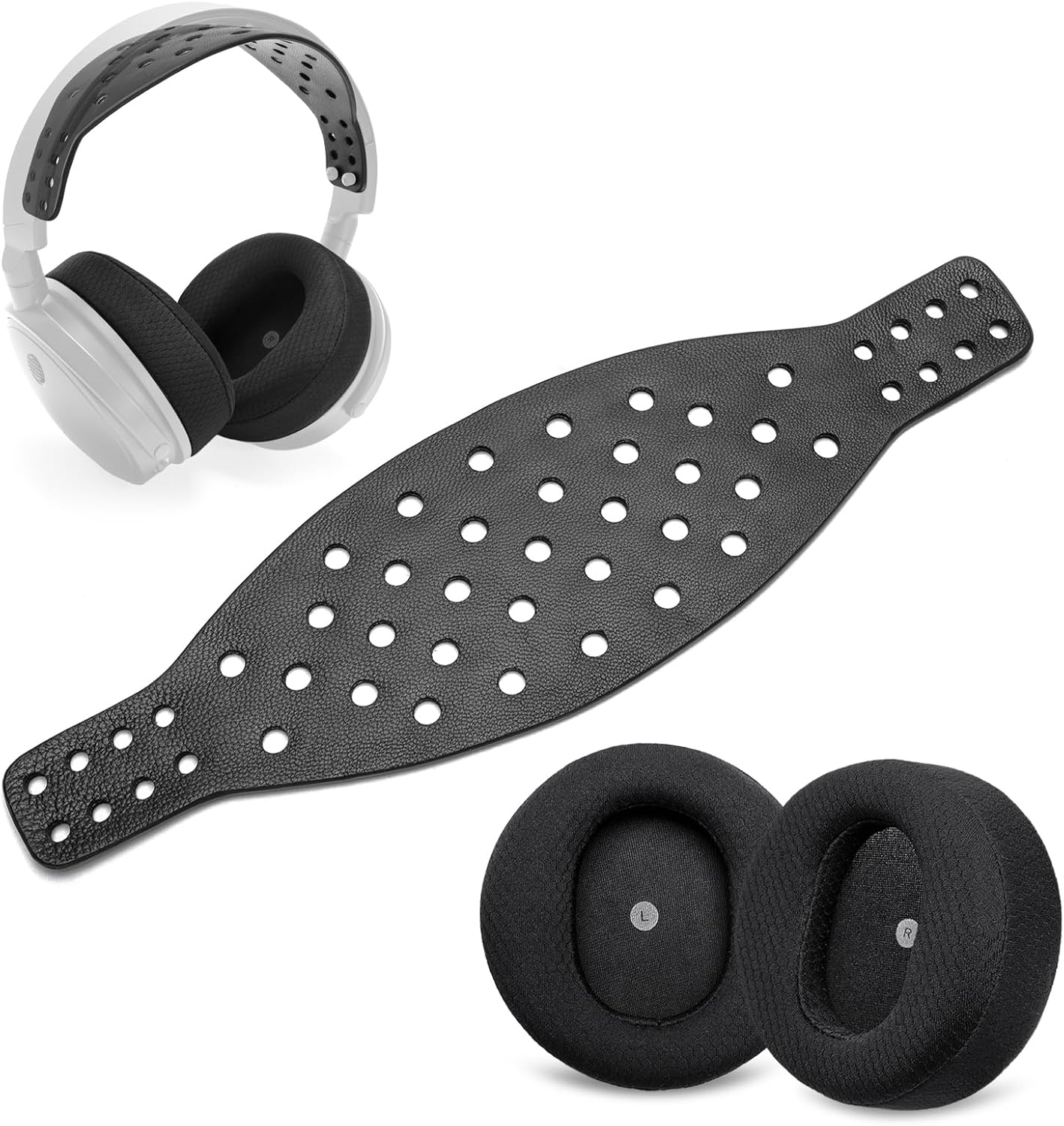 Maxwell Ear Pads + Wide Lambskin Headband Strap Compatible with Maxwell Wireless Gaming Headset, Premium Double-Sided Leather Handcrafted, Durable, Comfortable & Cooler