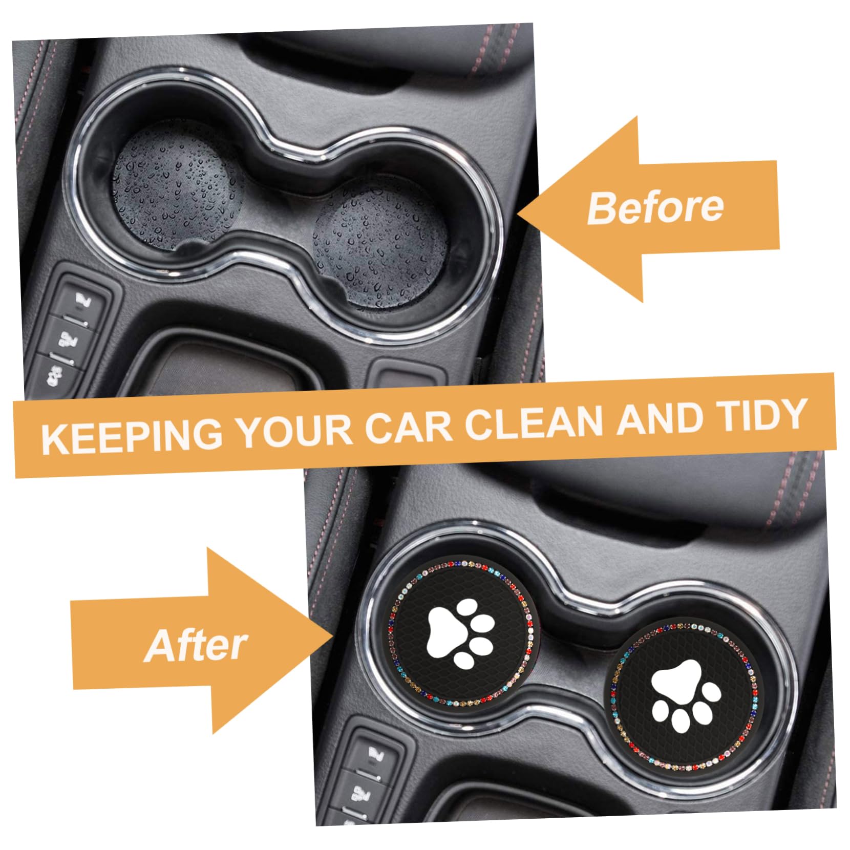 GLEAVI 2Pcs Diamond Coaster Cat Paw Pattern Car Coasters Stylish Auto Cup Pad for Protecting Surfaces Versatile Drink Accessories for All Occasions