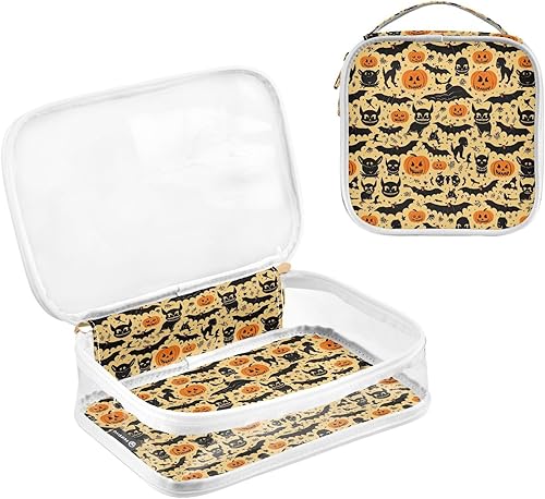 Miniatura 3 de Bolsa de aseo transparente de estrellas fantasmas de Halloween para viajar, paquete de 2 bolsas de cosméticos de maquillaje con cremallera, bolsa de