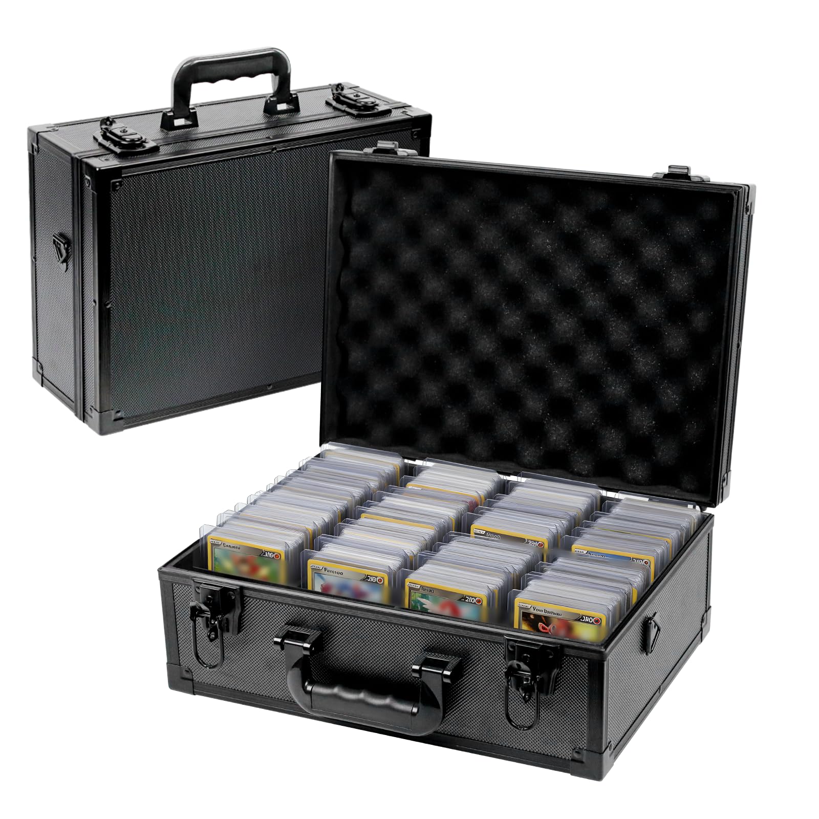 iDiskk Toploader Aufbewahrungsbox - Abschließbare 600+ Kartenetui, robuster Schutz für Sport/Sammelkarten/Pokemon-Karten, gepolsterter Organizer mit Schlüsseln